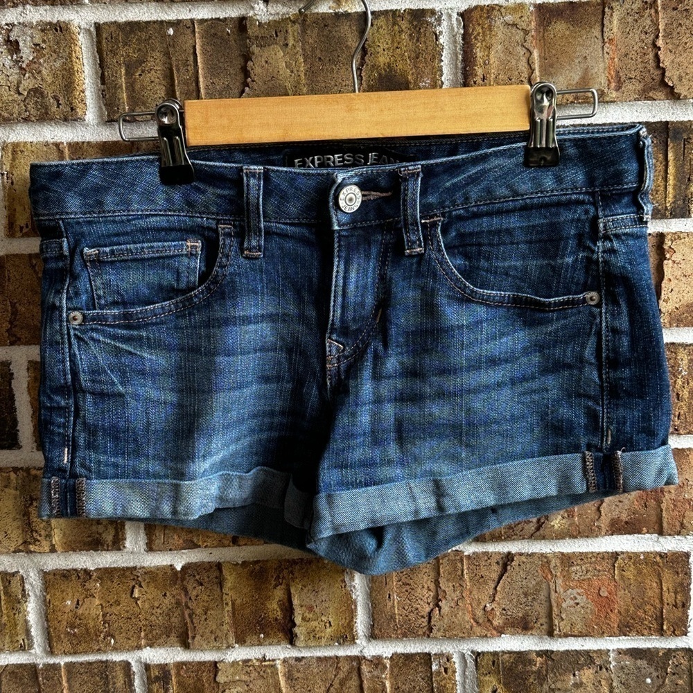 Express Blue Jean Shorts with Cuffed Hem